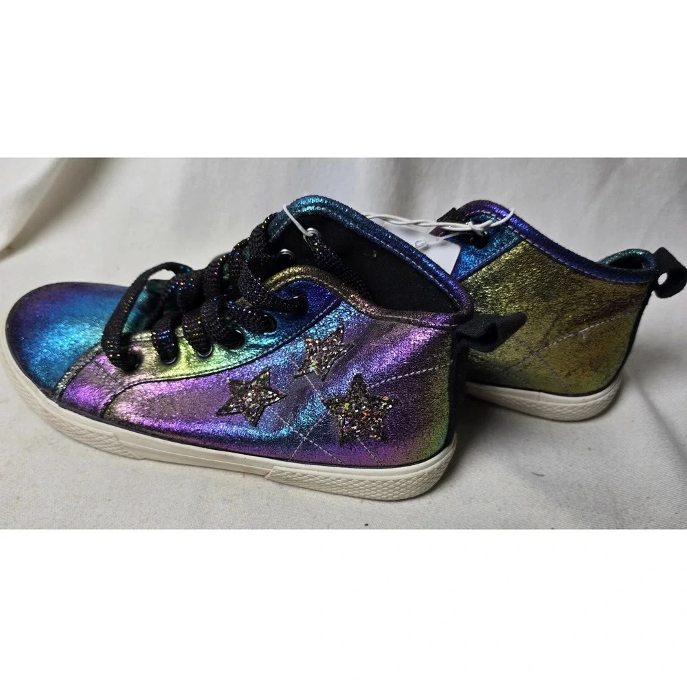 Cat & Jack Girls Midtop Gold/Arianina Tennis Shoes‎ Sz 4 Iridescent NWT